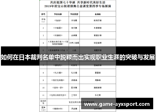 如何在日本裁判名单中脱颖而出实现职业生涯的突破与发展